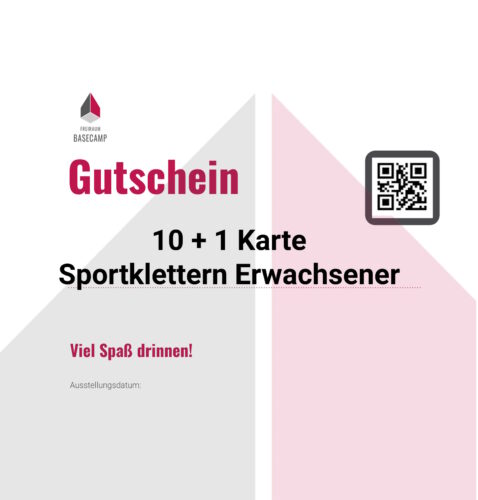 Gutschein 10 +1 Karte Sportklettern Erwachsener