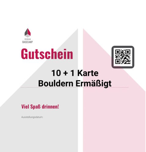 Gutschein 10 +1 Karte Bouldern Ermäßigt