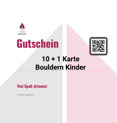 Gutschein 10 +1 Karte Bouldern Kinder